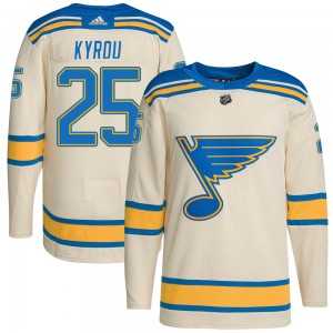 Mens St. Louis Blues #25 Jordan Kyrou Cream 2022 Winter Classic Stitched Jersey Dzhi